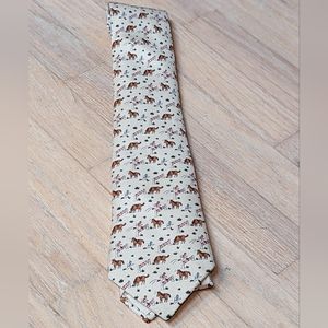 Hermes 100% Soie Tie 5042 beige jockey